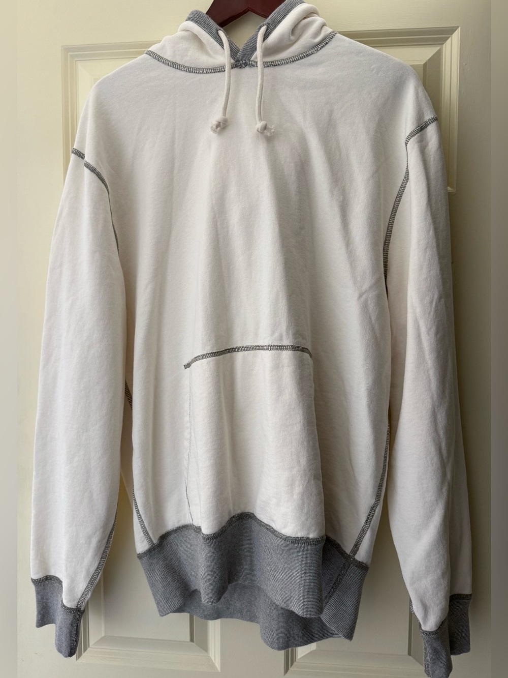 J. Crew Wallace and Barnes 100% cotton hoodie in white with grey detailing